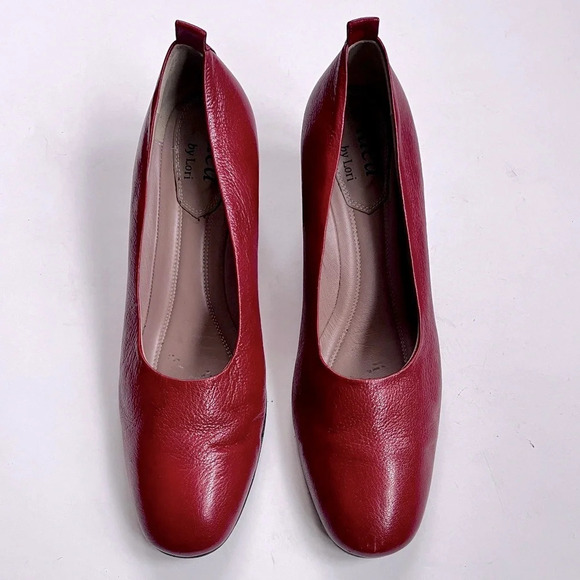 L’idea By Lori Minimalist Coastal Grandma Leather Chunky Heel Pump Size 41 US 11 - Picture 2 of 14